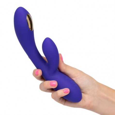 Фиолетовый вибратор с функцией электростимуляции Intimate E-Stimulator Dual Wand - 21,5 см.