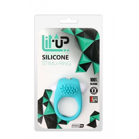 Голубое эрекционное кольцо с щеточкой LIT-UP SILICONE STIMU RING 5